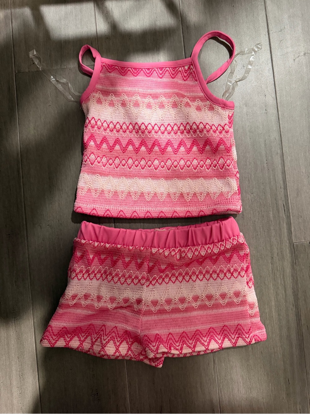 btween Pink Patterned Knit Tank & Shorts Set